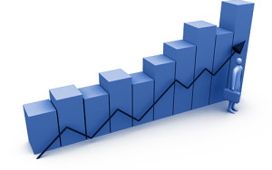 Diagrama gráfico azul ascendente